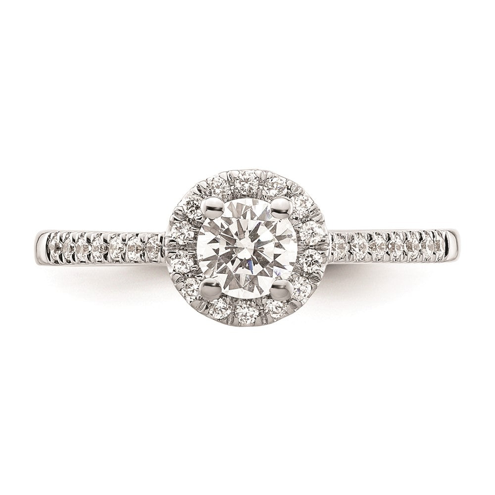 0.33ct. CZ Solid Real 14K White Gold Round Halo Engagement Ring