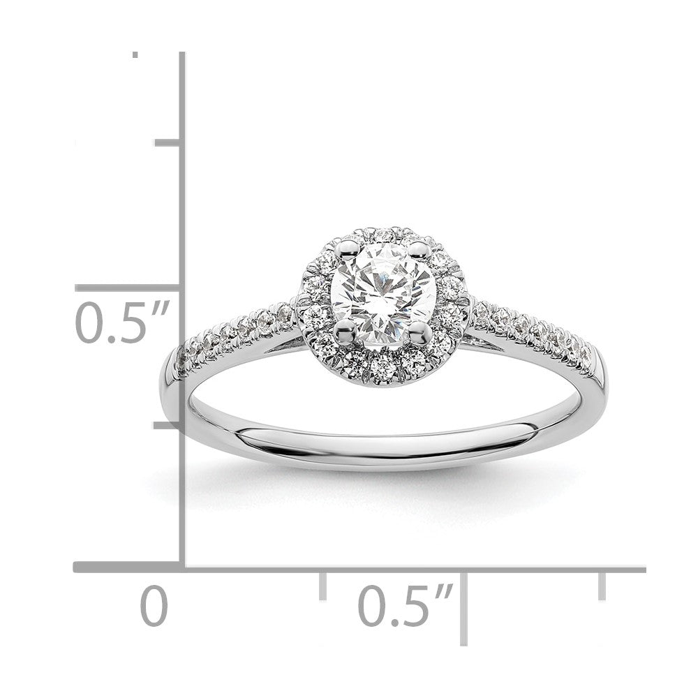 0.33ct. CZ Solid Real 14K White Gold Round Halo Engagement Ring