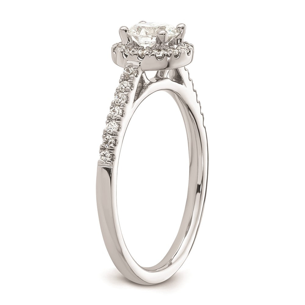 0.50ct. CZ Solid Real 14K White Gold Round Halo Engagement Ring