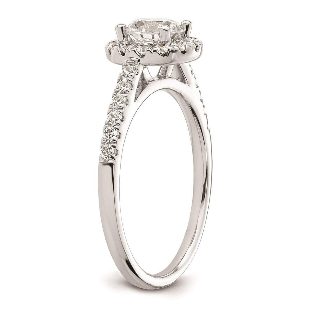 0.75ct. CZ Solid Real 14K White Gold Round Halo Engagement Ring