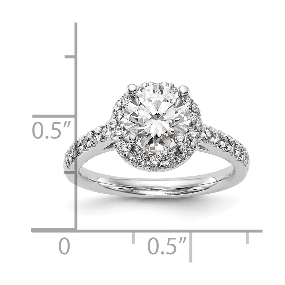 1.00ct. CZ Solid Real 14K White Gold Round Halo Engagement Ring