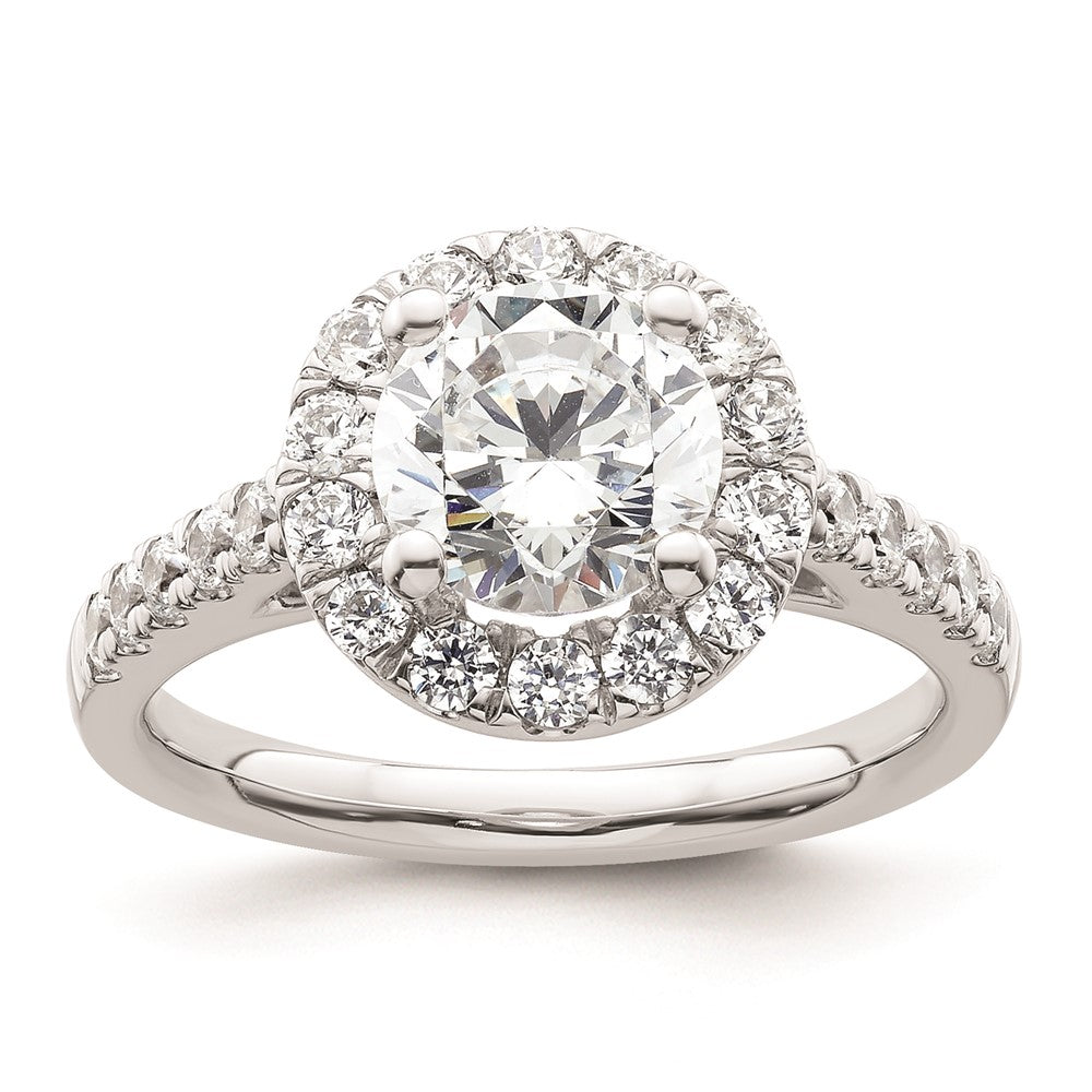 1.50ct. CZ Solid Real 14K White Gold Round Halo Engagement Ring