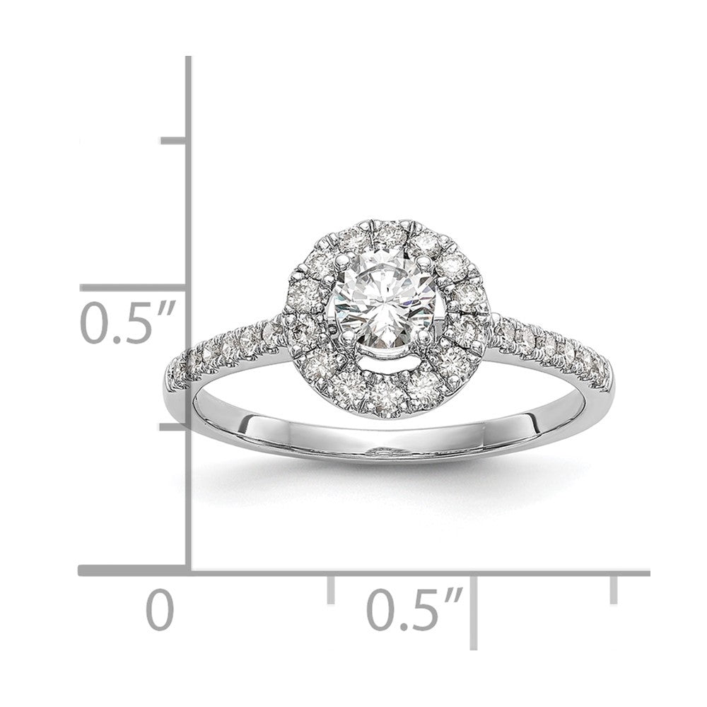 0.33ct. CZ Solid Real 14K White Gold Round Halo Engagement Ring