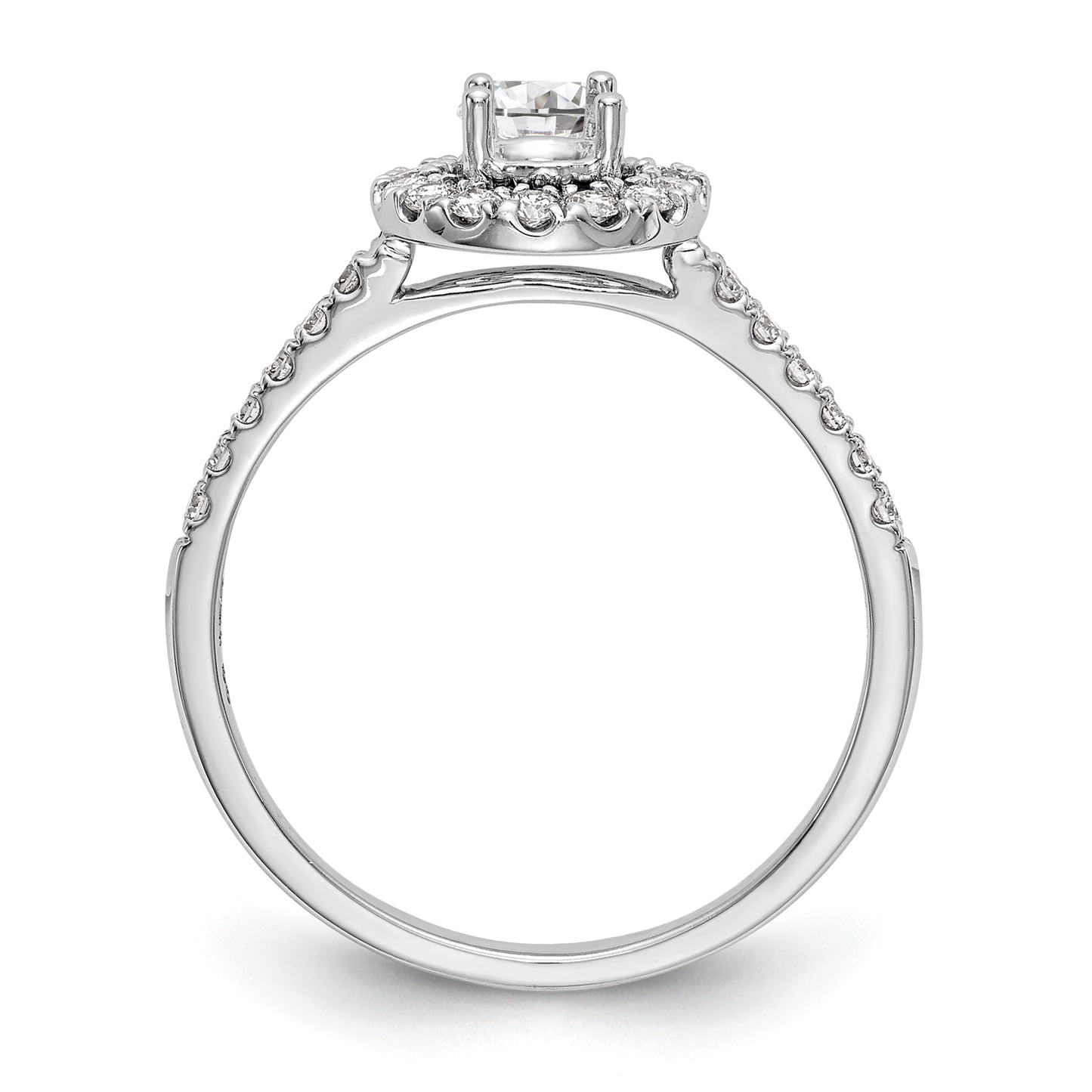 0.33ct. CZ Solid Real 14K White Gold Round Halo Engagement Ring