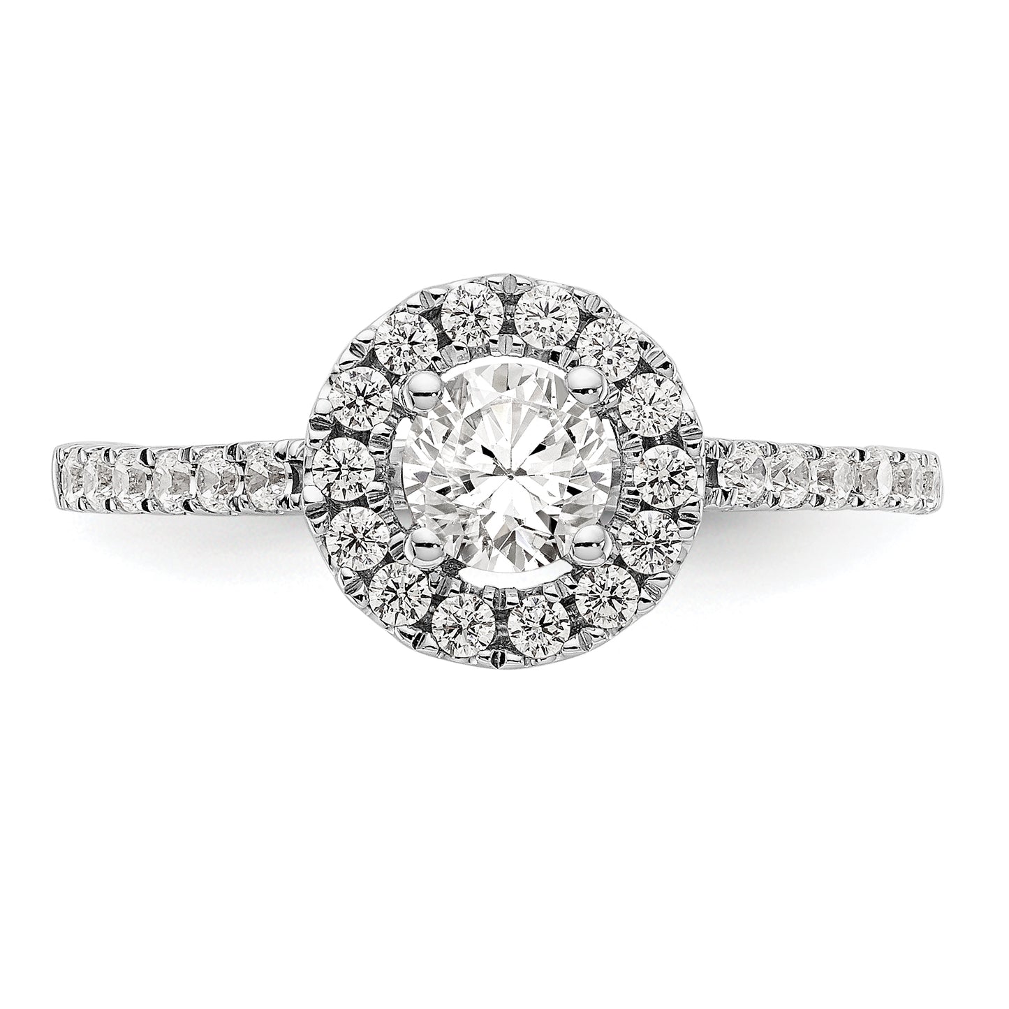 0.33ct. CZ Solid Real 14K White Gold Round Halo Engagement Ring