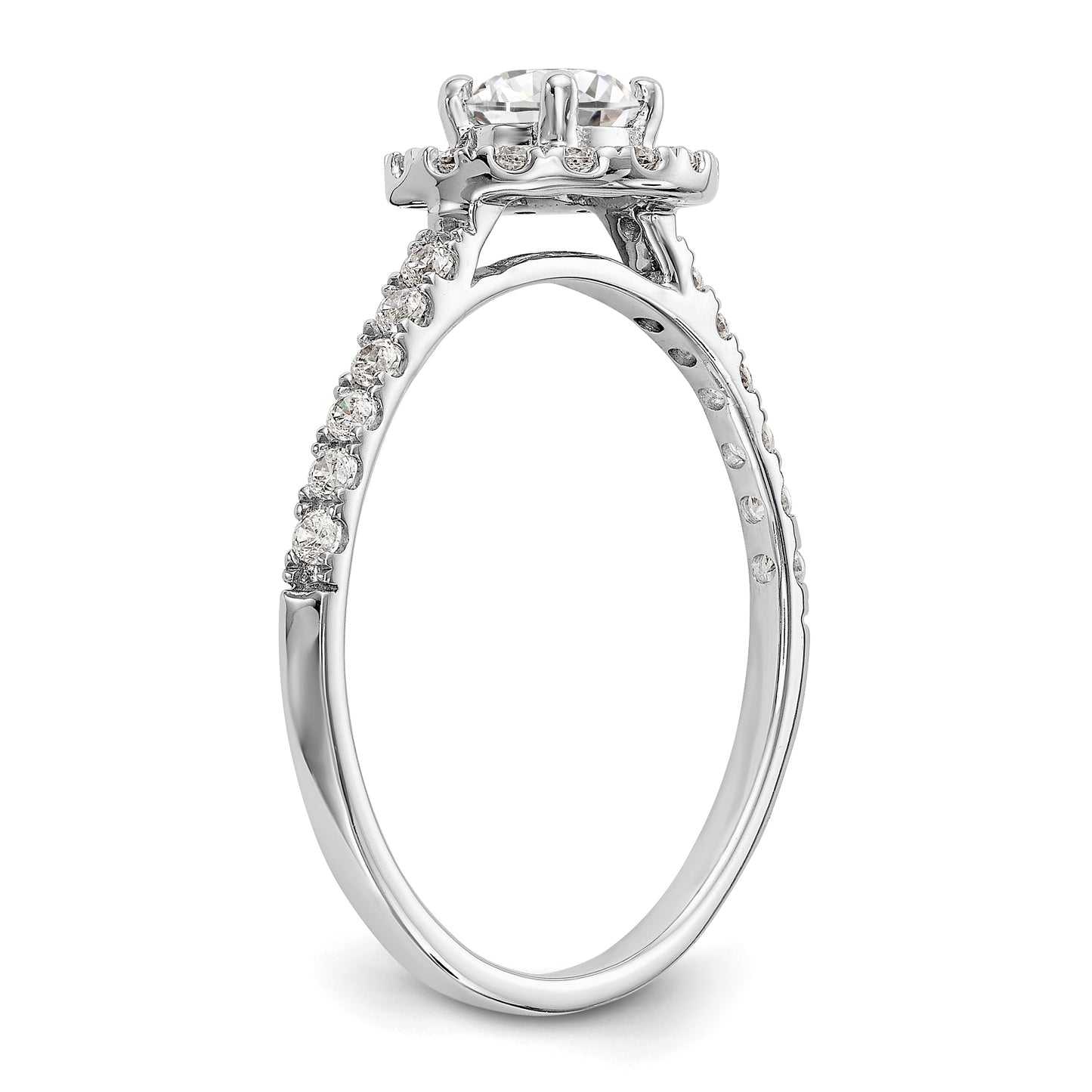 0.33ct. CZ Solid Real 14K White Gold Round Halo Engagement Ring