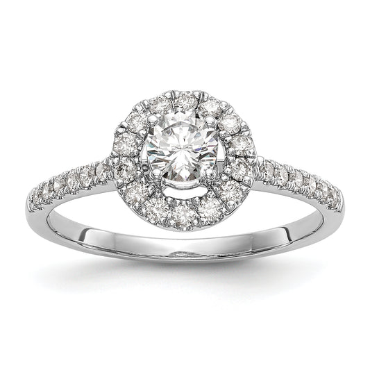 0.33ct. CZ Solid Real 14K White Gold Round Halo Engagement Ring