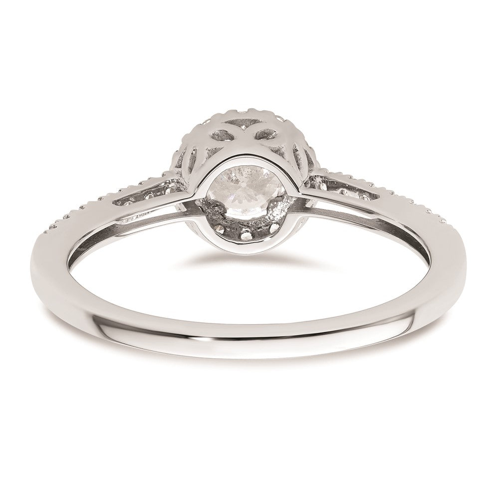 0.25ct. CZ Solid Real 14K White Gold Round Halo Engagement Ring