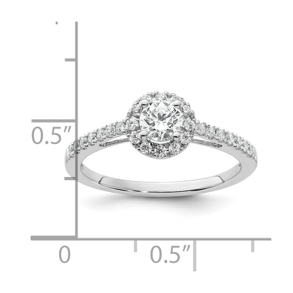 0.25ct. CZ Solid Real 14K White Gold Round Halo Engagement Ring