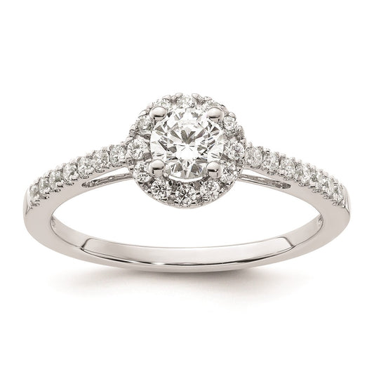 0.25ct. CZ Solid Real 14K White Gold Round Halo Engagement Ring