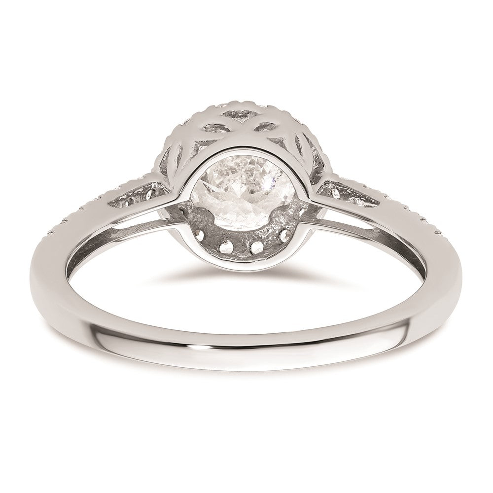 0.75ct. CZ Solid Real 14K White Gold Round Halo Engagement Ring