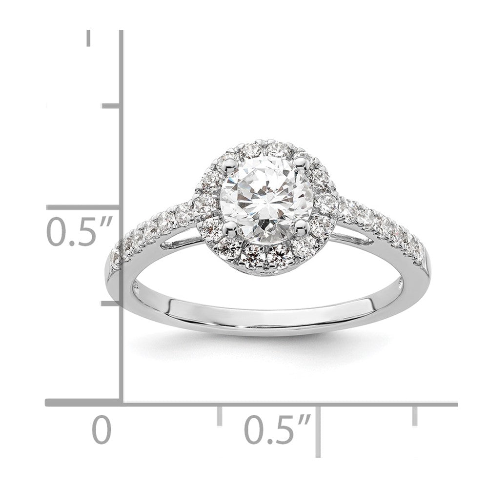 0.75ct. CZ Solid Real 14K White Gold Round Halo Engagement Ring