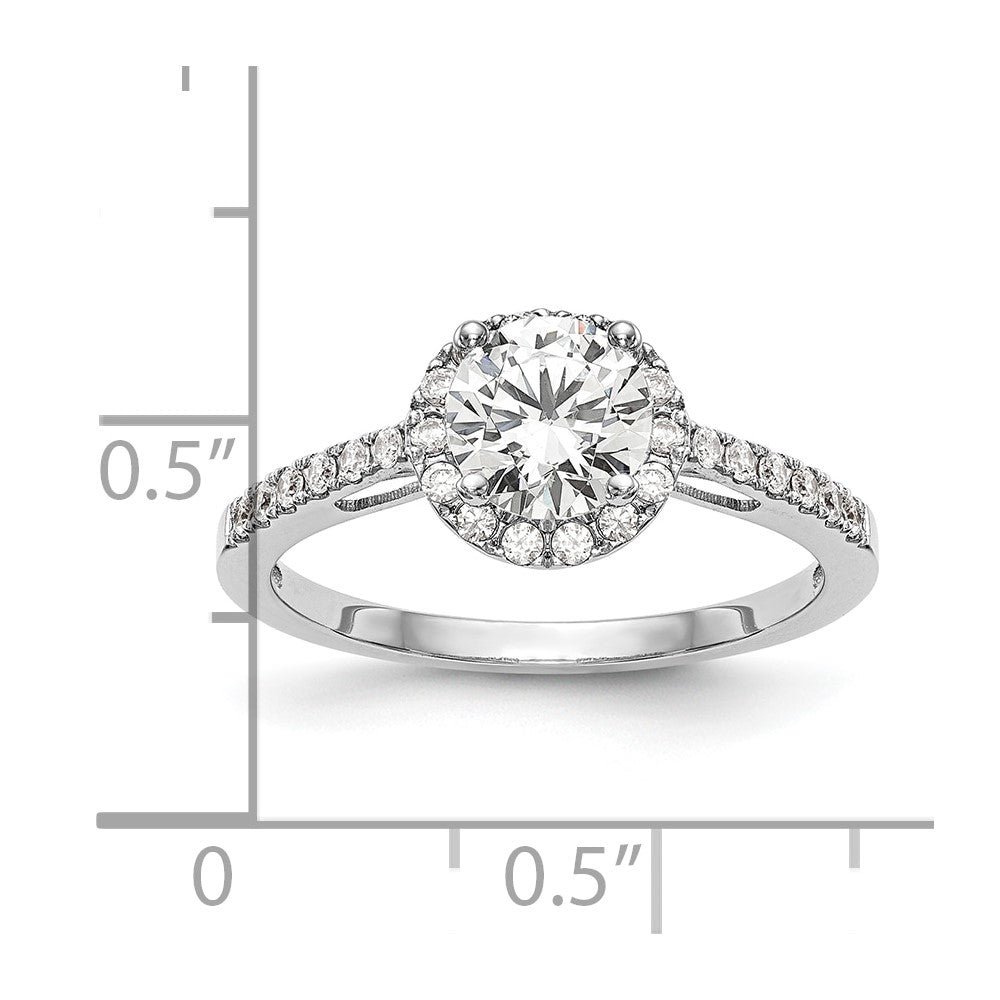 1.00ct. CZ Solid Real 14K White Gold Round Halo Engagement Ring