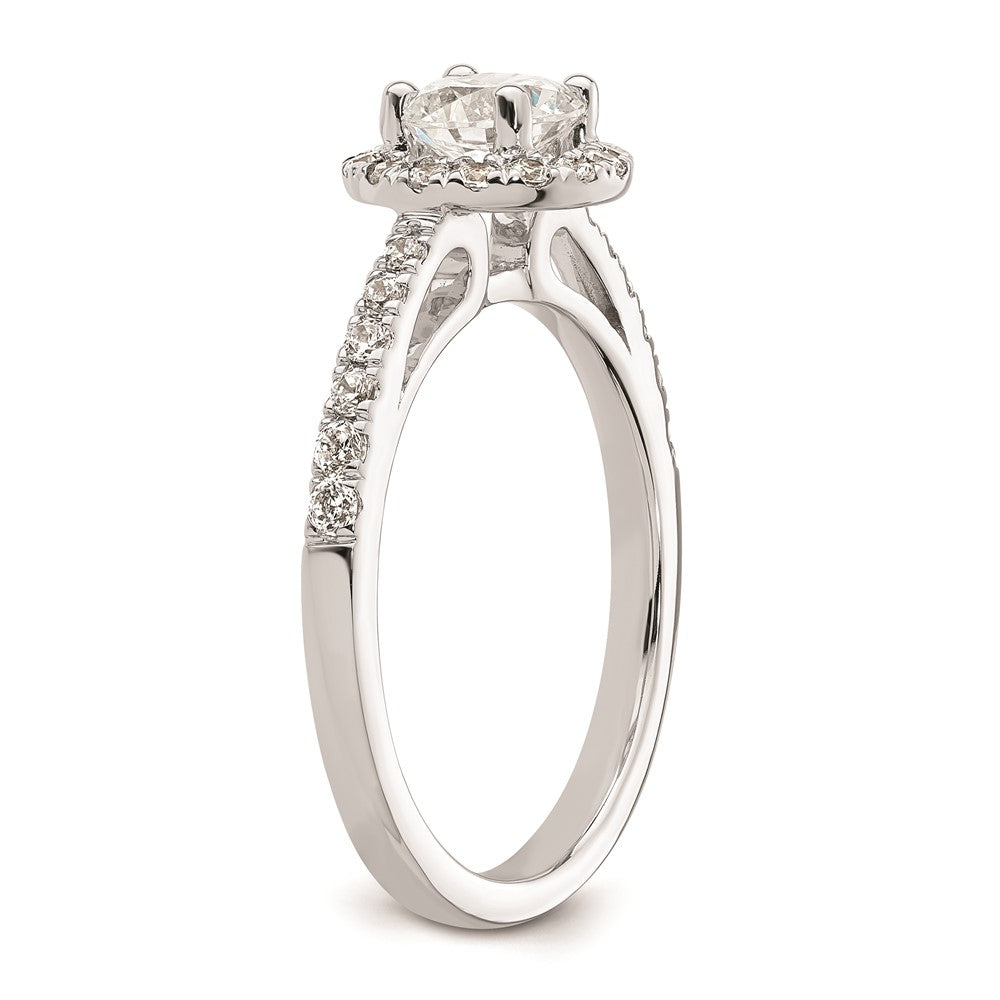 0.50ct. CZ Solid Real 14K White Gold Round Halo Engagement Ring