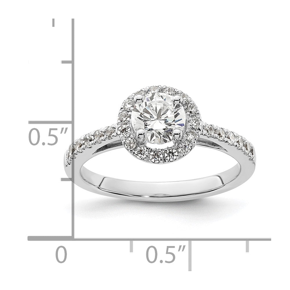 0.50ct. CZ Solid Real 14K White Gold Round Halo Engagement Ring