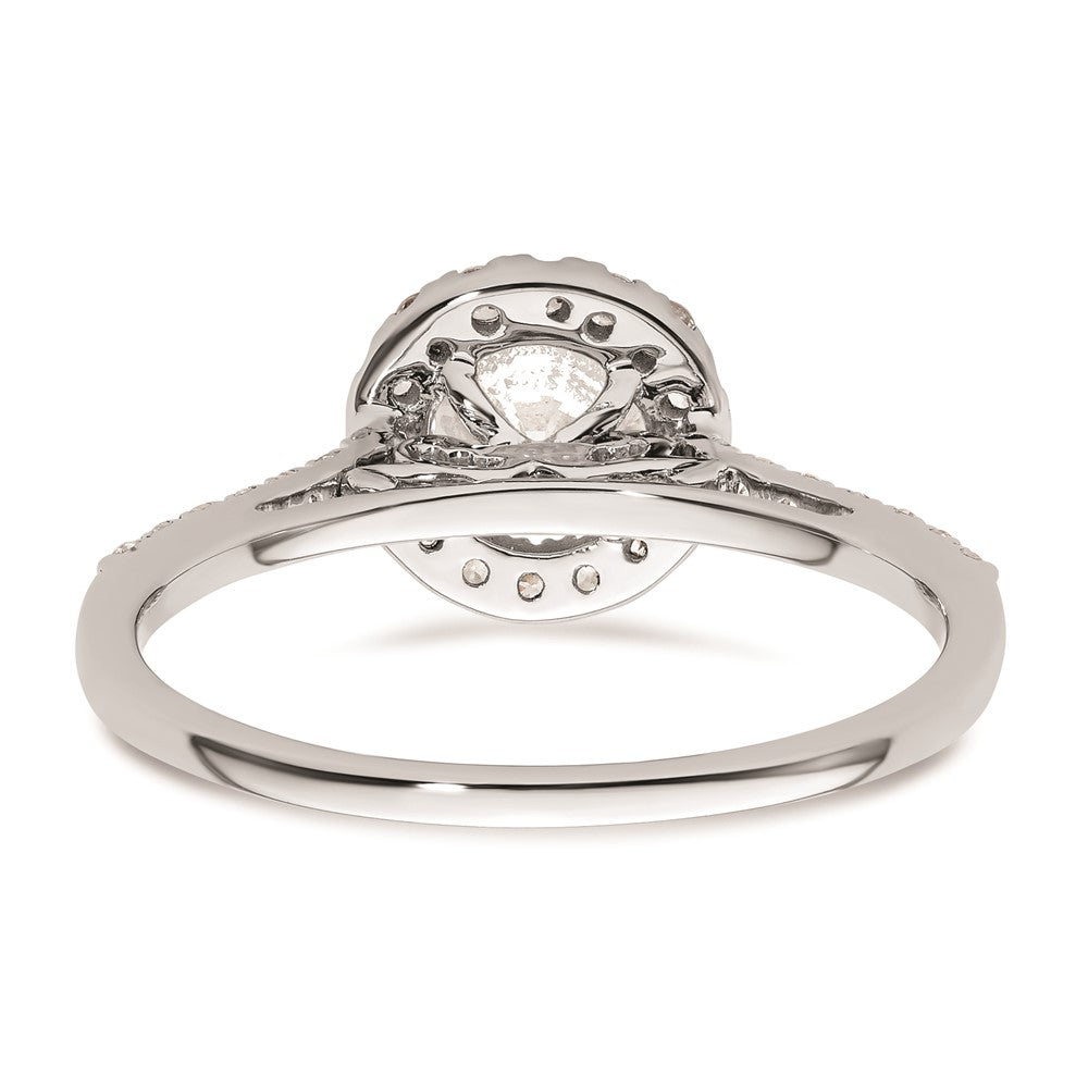 0.75ct. CZ Solid Real 14K White Gold Round Halo Engagement Ring