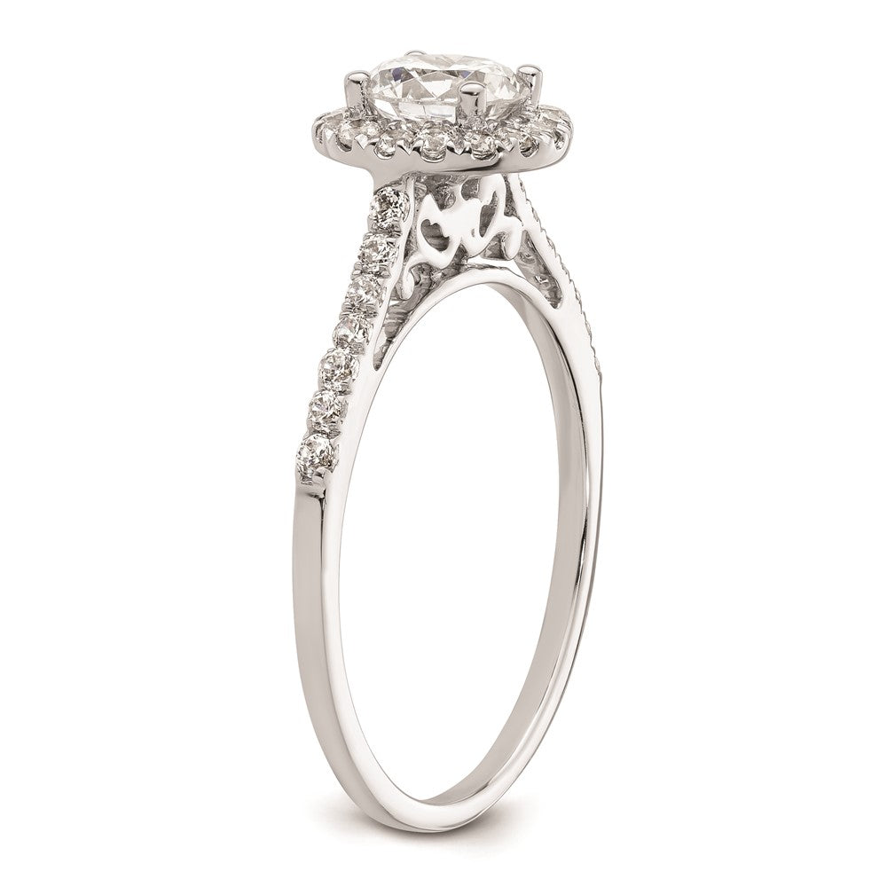 0.75ct. CZ Solid Real 14K White Gold Round Halo Engagement Ring