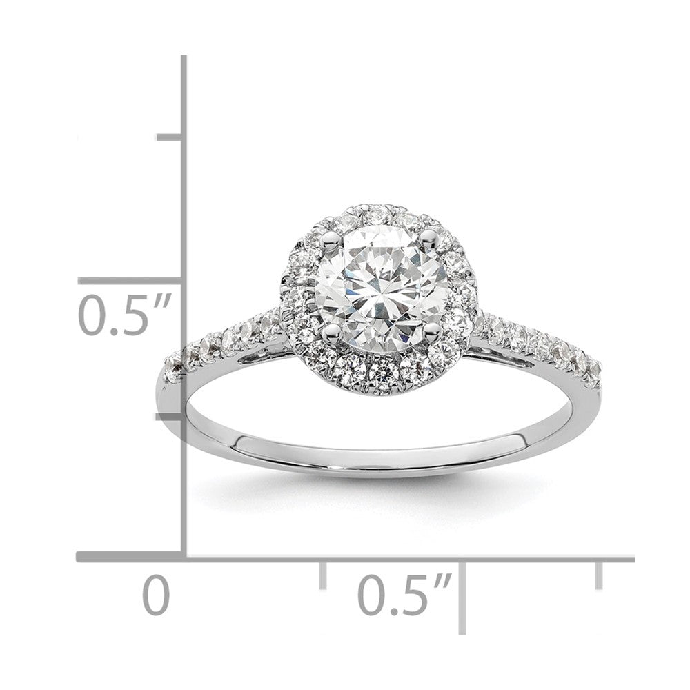 0.75ct. CZ Solid Real 14K White Gold Round Halo Engagement Ring