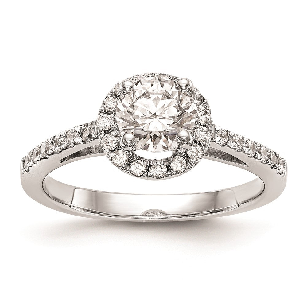 1.00ct. CZ Solid Real 14K White Gold Round Halo Engagement Ring