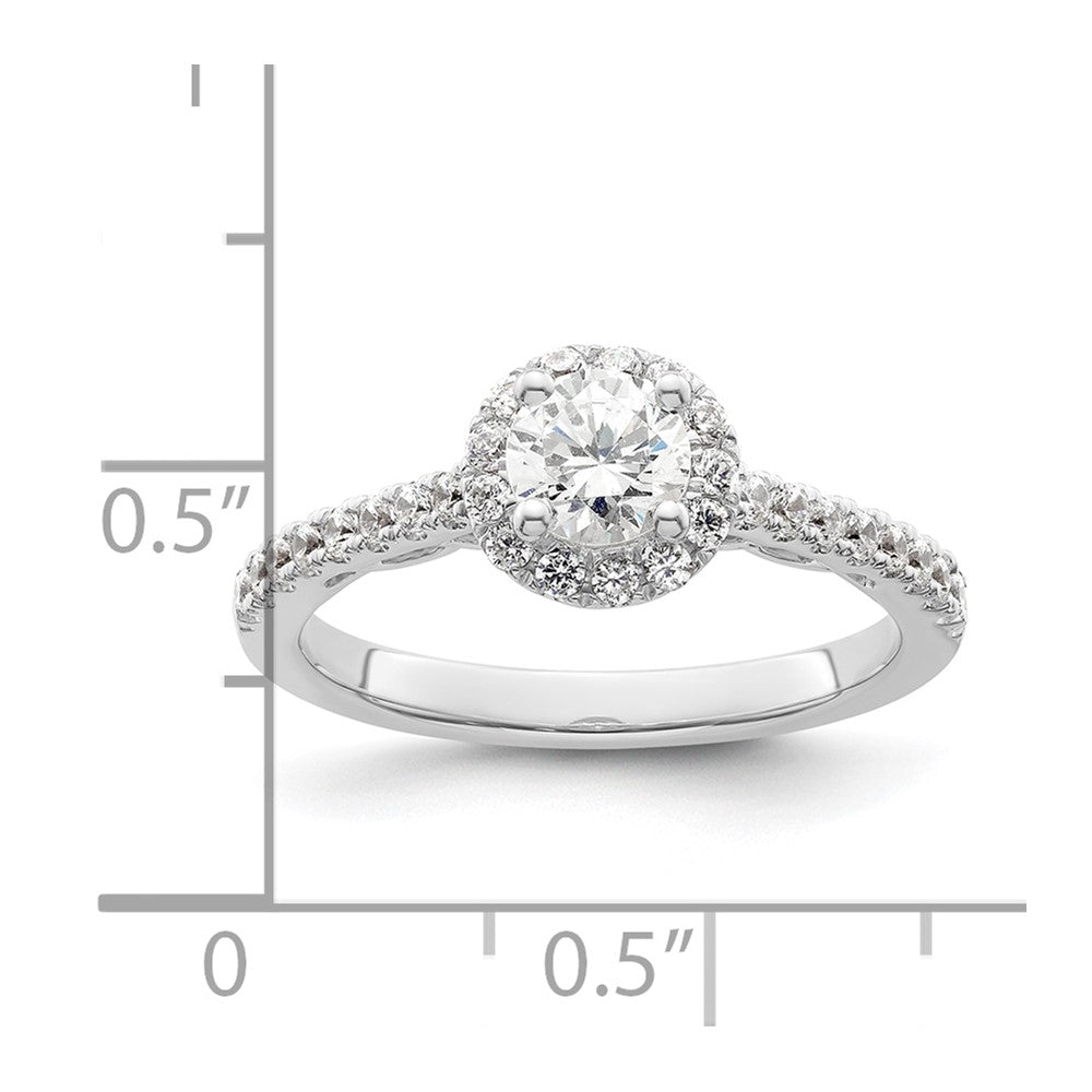 0.50ct. CZ Solid Real 14K White Gold Round Halo Engagement Ring