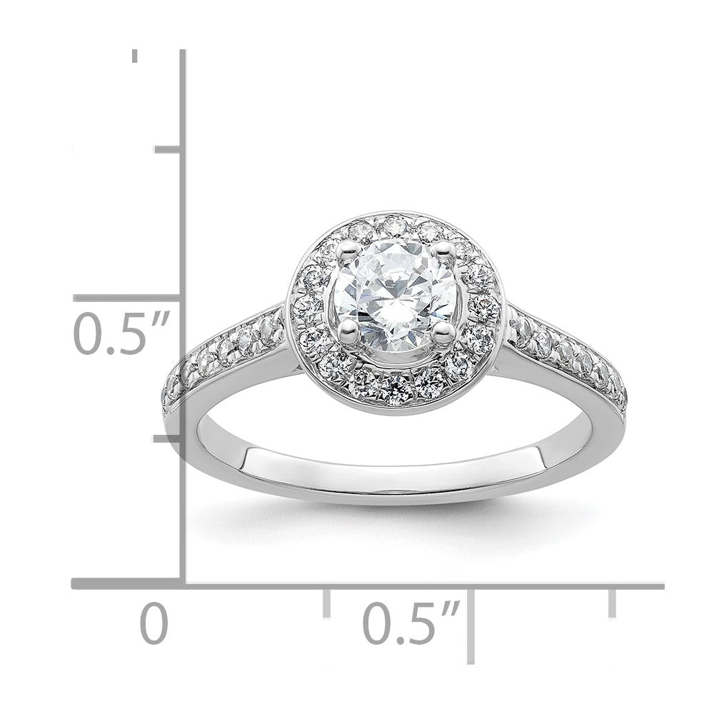 0.50ct. CZ Solid Real 14K White Gold Round Halo Engagement Ring