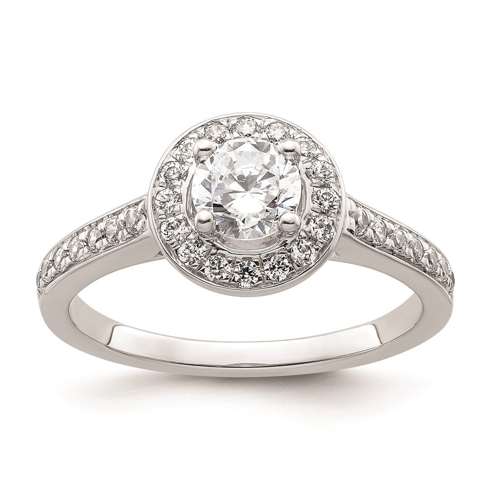 0.50ct. CZ Solid Real 14K White Gold Round Halo Engagement Ring