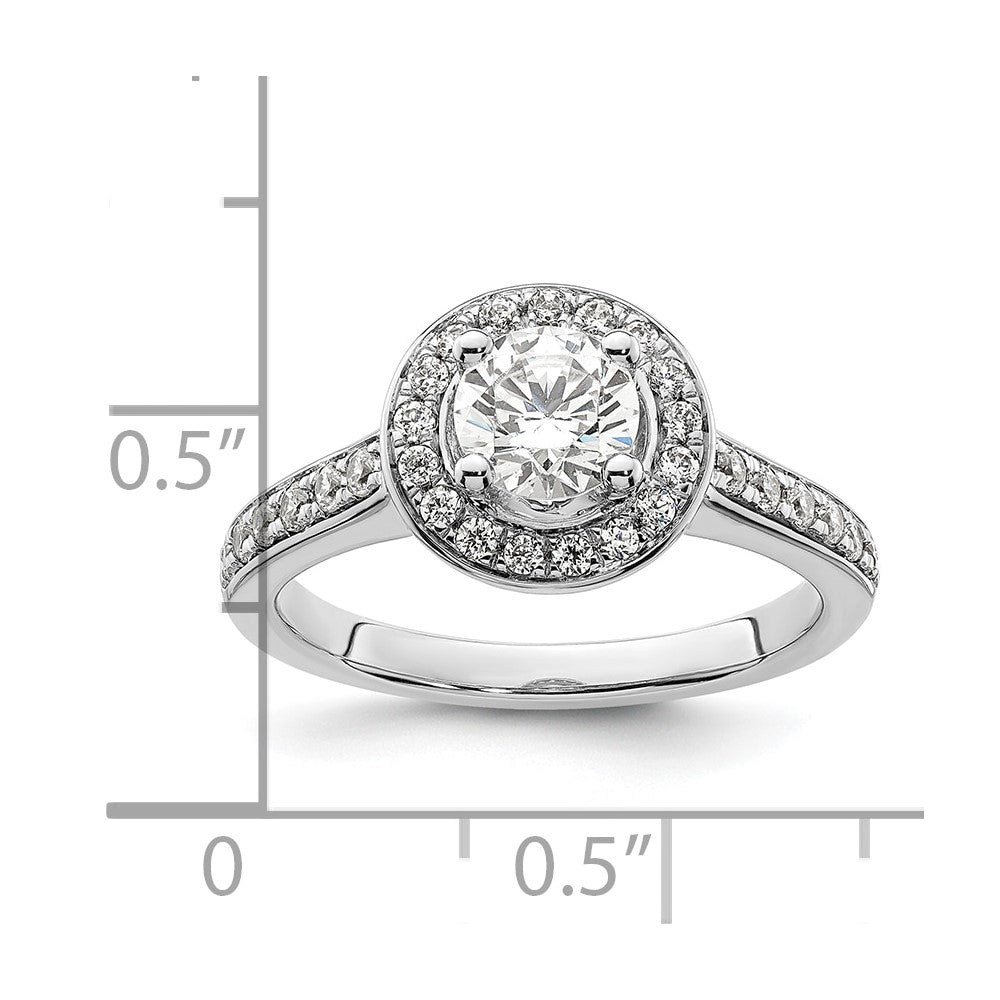 0.75ct. CZ Solid Real 14K White Gold Round Halo Engagement Ring