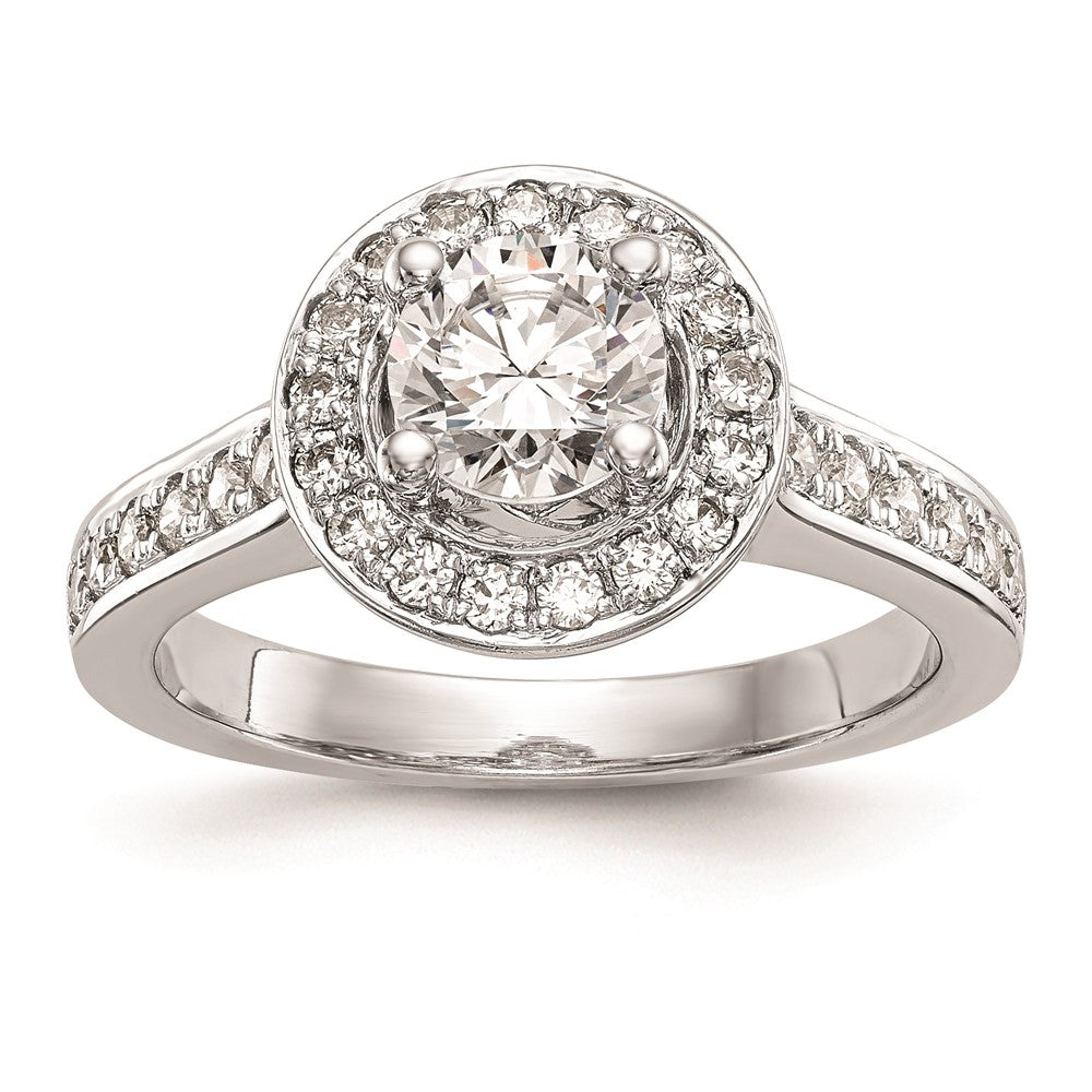 1.00ct. CZ Solid Real 14K White Gold Round Halo Engagement Ring