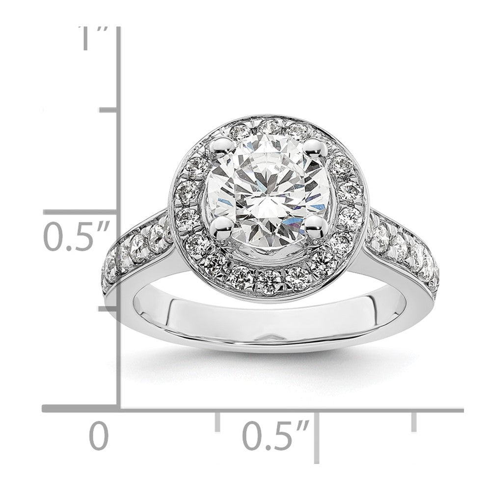 1.50ct. CZ Solid Real 14K White Gold Round Halo Engagement Ring