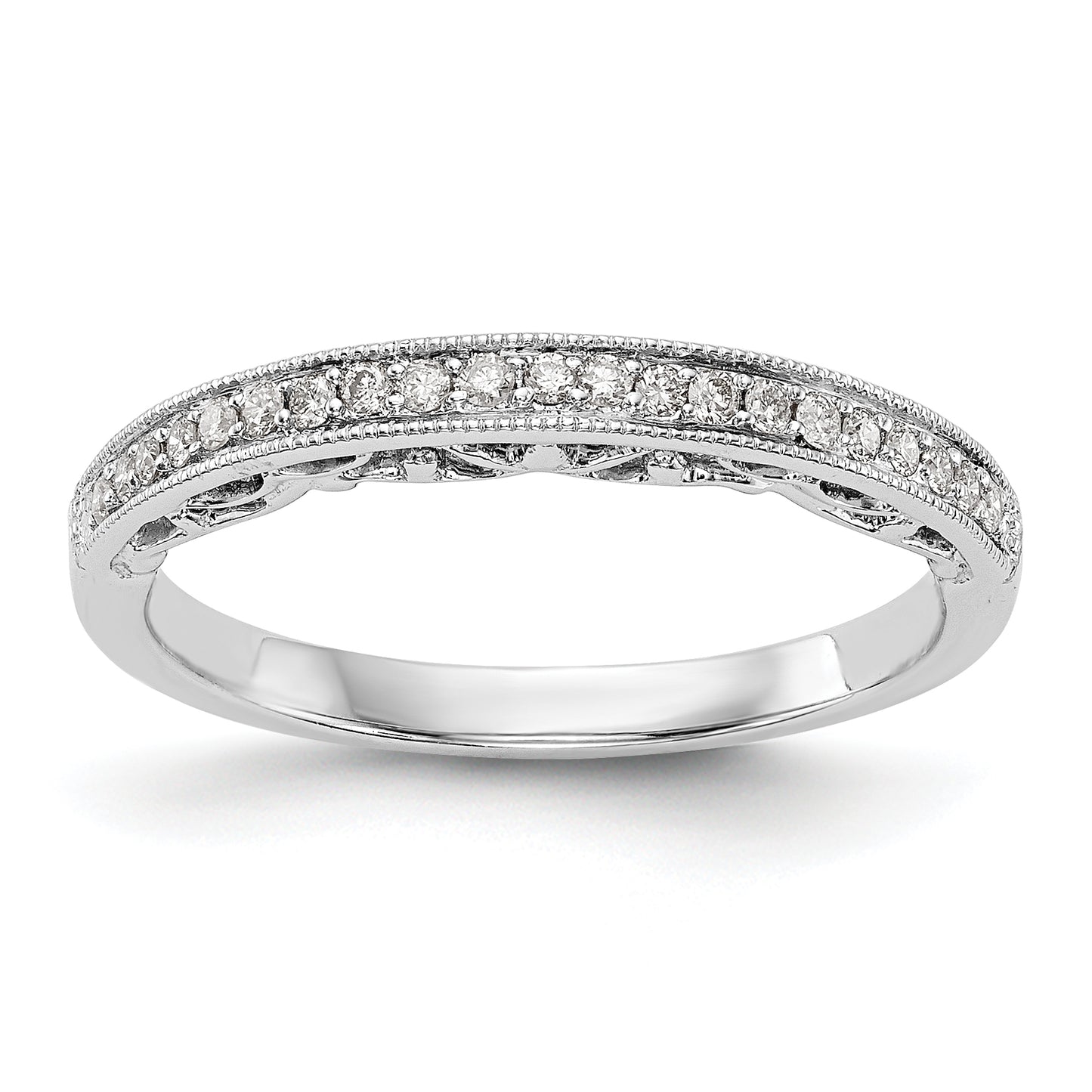 0.13ct. CZ Solid Real 14k White Gold Wedding Wedding Band Ring