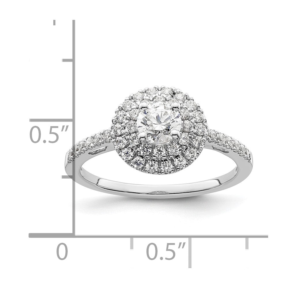 0.25ct. CZ Solid Real 14K White Gold Round Double Halo Engagement Ring