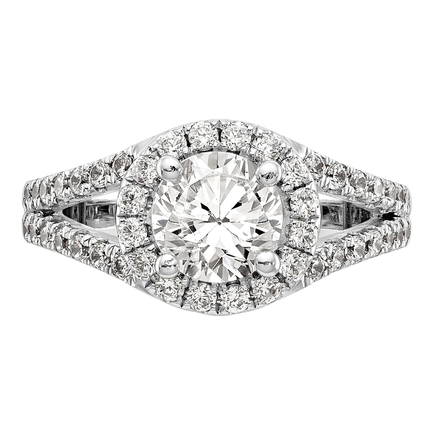 2.00ct. CZ Solid Real 14K White Gold Round Halo Engagement Ring