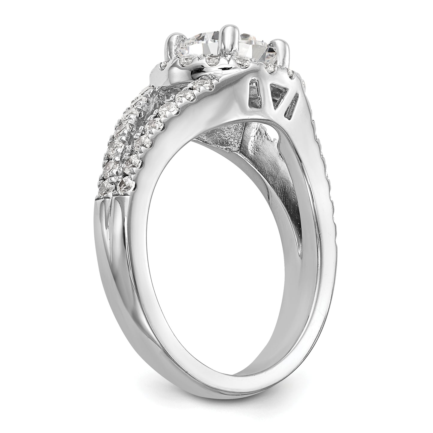 1.50ct. CZ Solid Real 14K White Gold Round Halo Engagement Ring