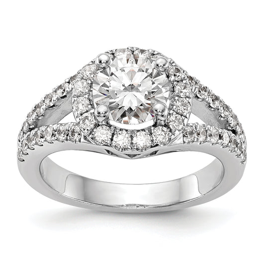 1.50ct. CZ Solid Real 14K White Gold Round Halo Engagement Ring