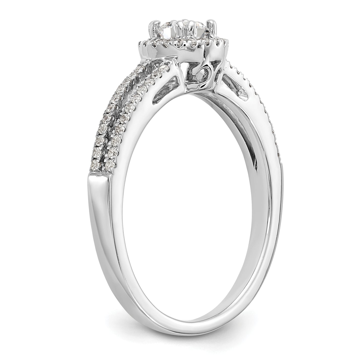 0.25ct. CZ Solid Real 14K White Gold Round Halo Engagement Ring