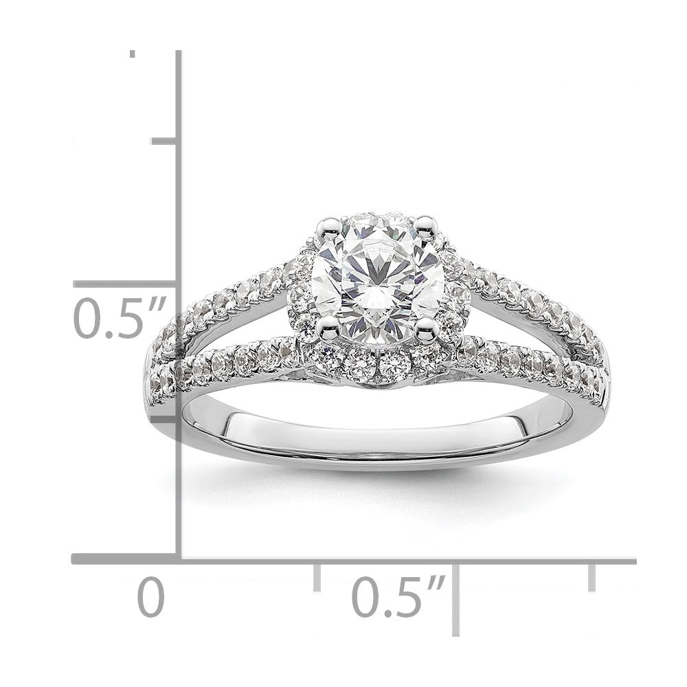 0.75ct. CZ Solid Real 14K White Gold Round Halo Engagement Ring