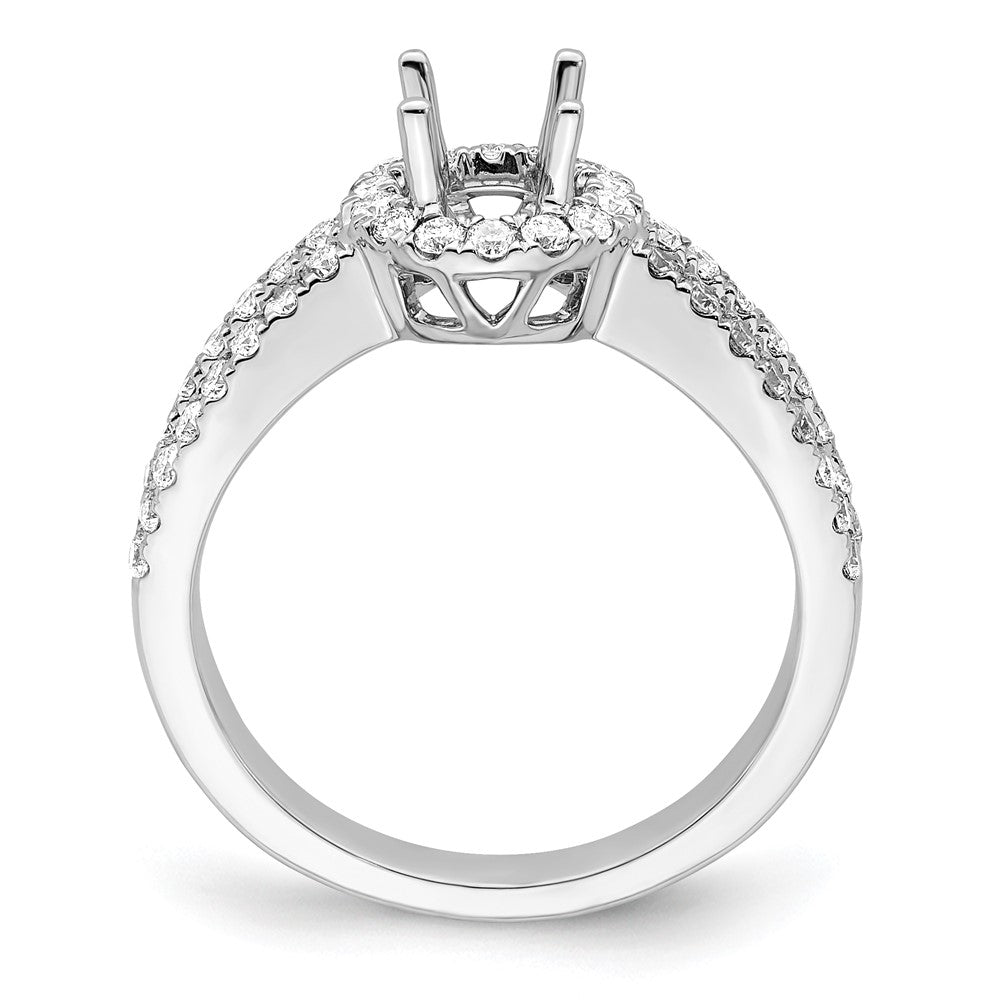 0.50ct. CZ Solid Real 14K White Gold Round Halo Engagement Ring