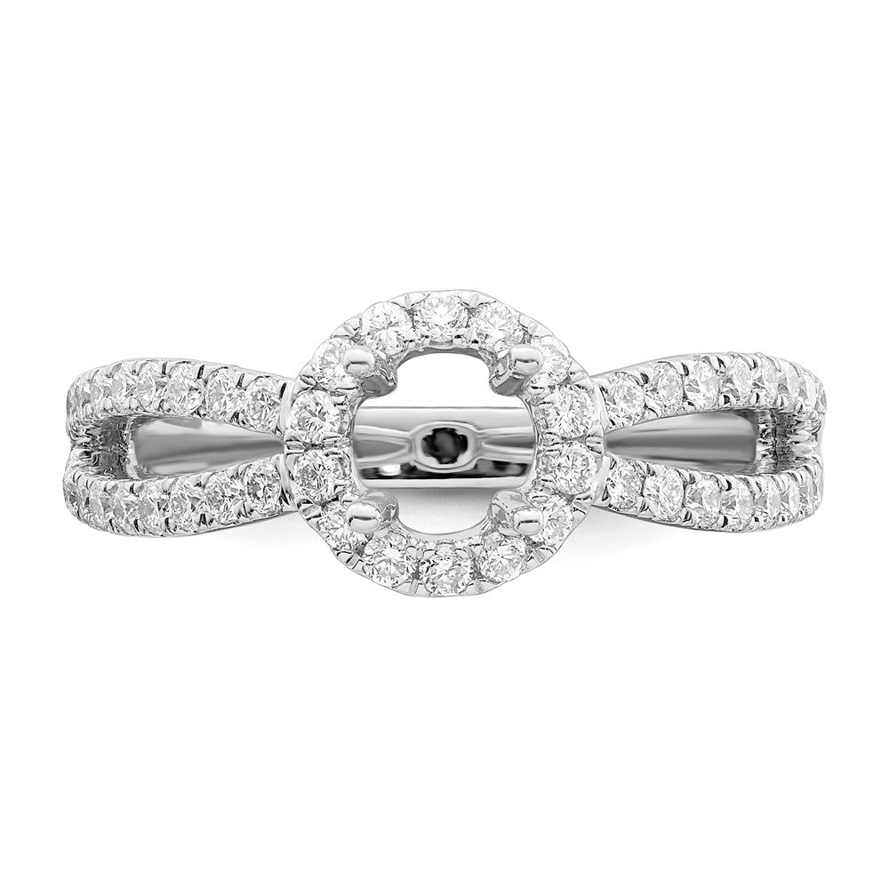 0.50ct. CZ Solid Real 14K White Gold Round Halo Engagement Ring