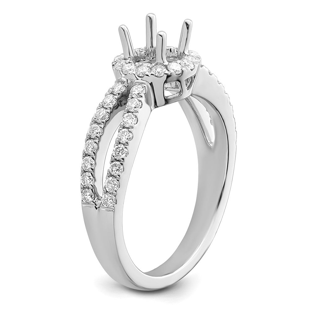 0.50ct. CZ Solid Real 14K White Gold Round Halo Engagement Ring