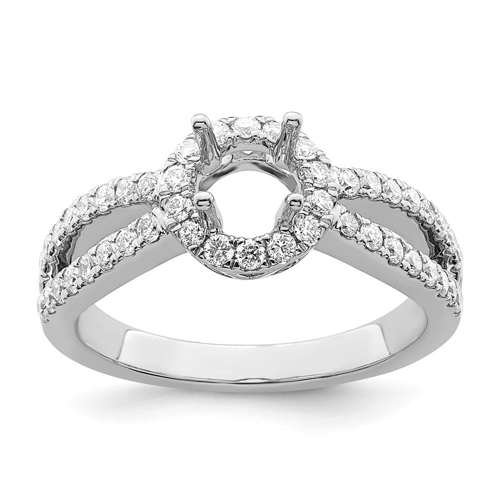 0.50ct. CZ Solid Real 14K White Gold Round Halo Engagement Ring