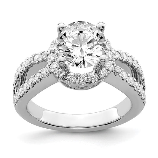 1.50ct. CZ Solid Real 14K White Gold Round Halo Engagement Ring