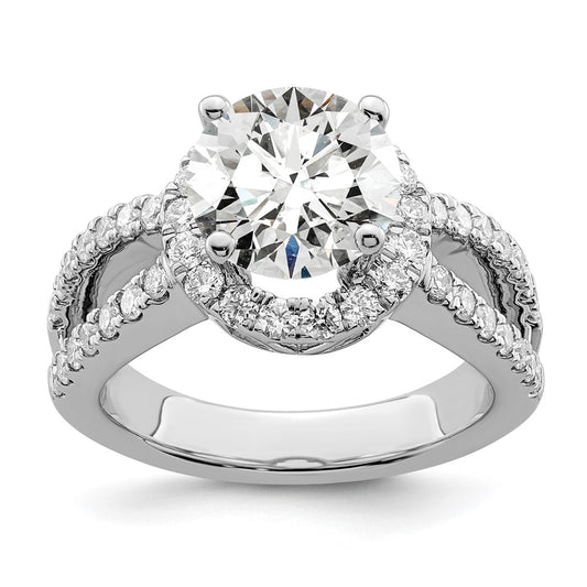 2.00ct. CZ Solid Real 14K White Gold Round Halo Engagement Ring