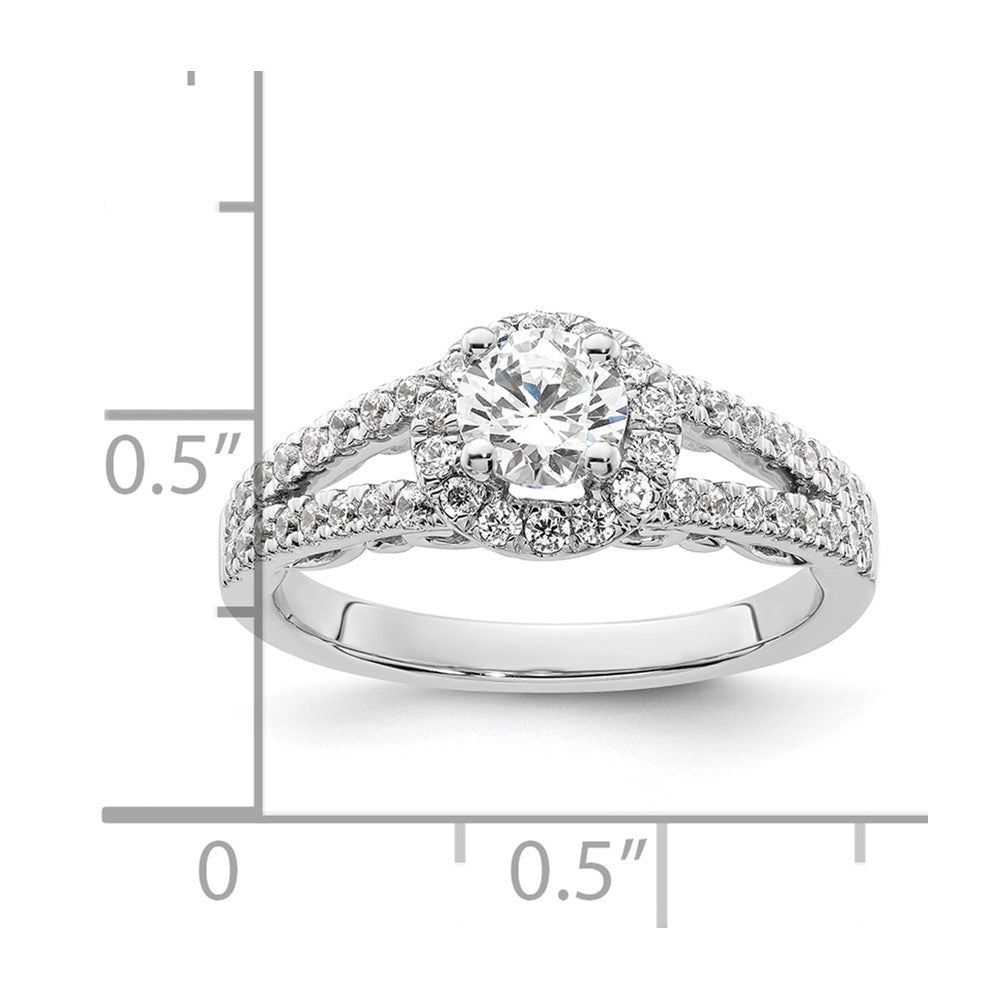 0.50ct. CZ Solid Real 14K White Gold Round Halo Engagement Ring