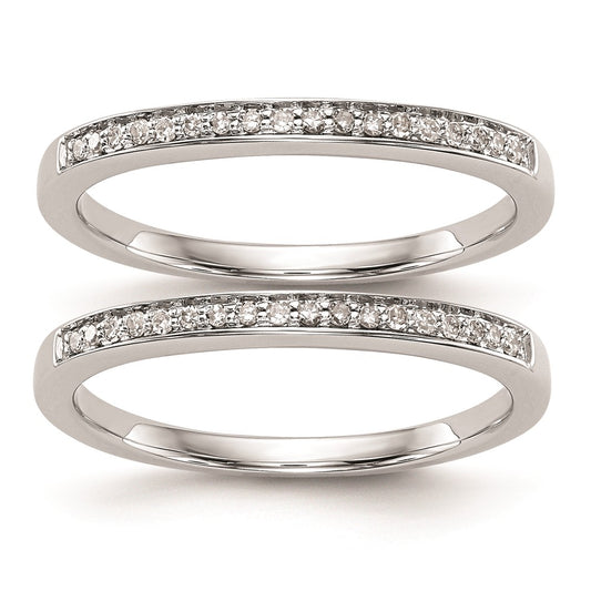 14k White Gold Real Diamond Set of 2 Wedding Band