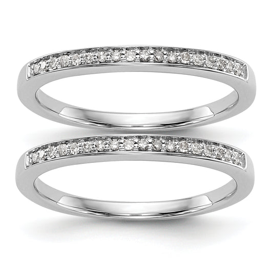 0.16ct. CZ Solid Real 14k White Gold Set of 2 Wedding Wedding Band Ring