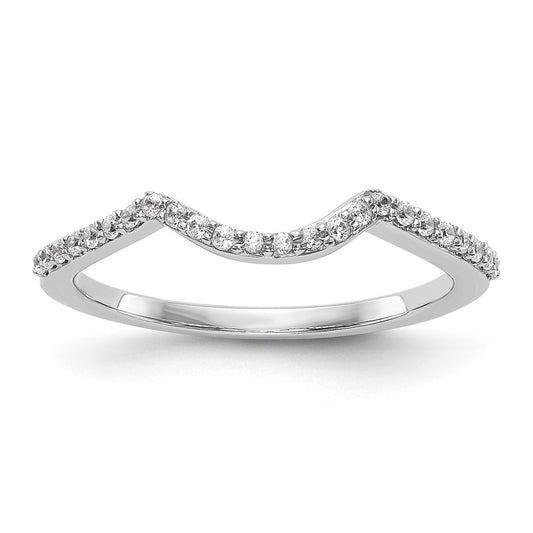 0.14ct. CZ Solid Real 14k White Gold Wedding Wedding Band Ring