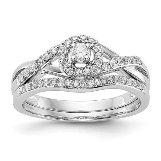 1/5 Ct. Natural Diamond Halo Infinity Bridal Engagement Ring Set in 14K White Gold