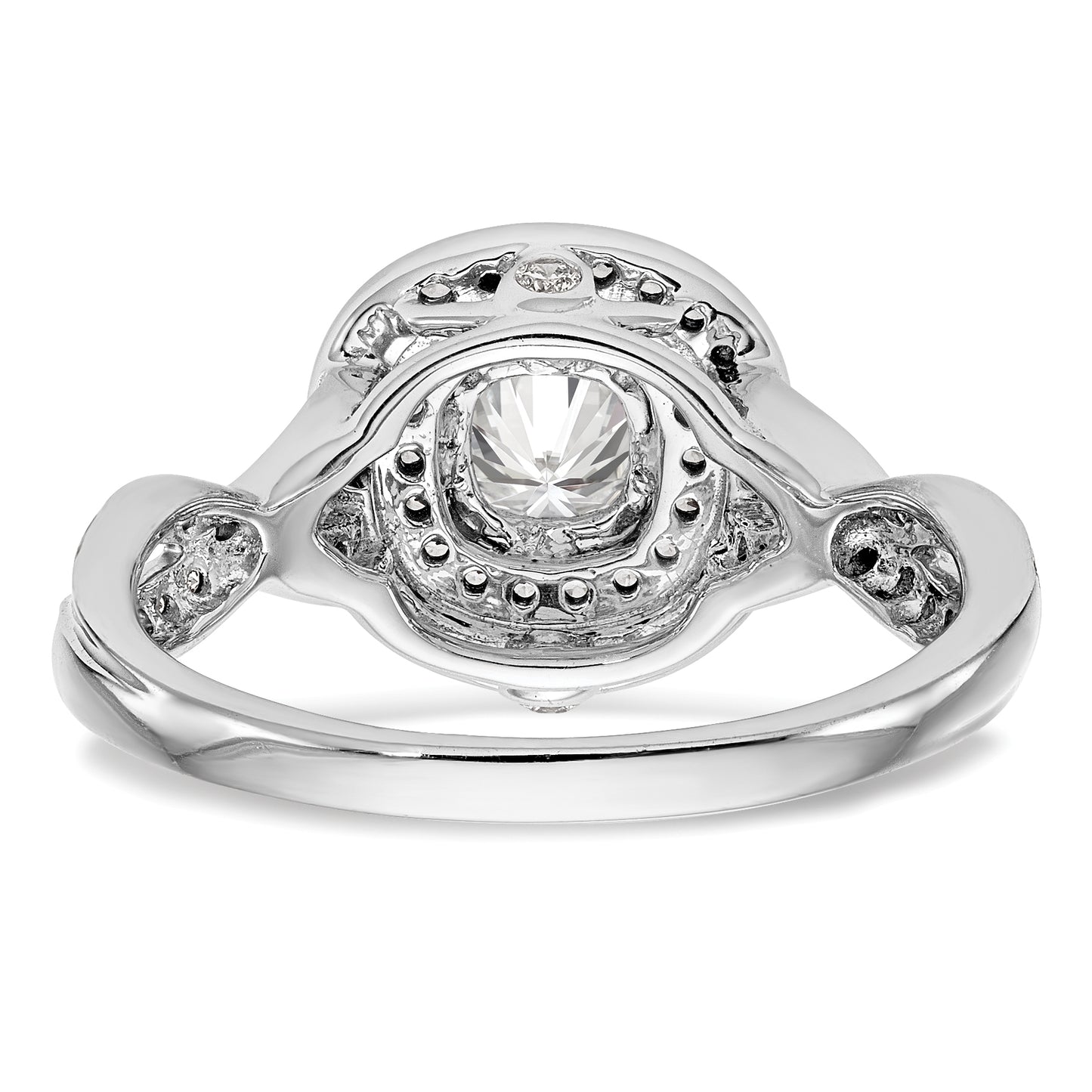 0.50ct. CZ Solid Real 14K White Gold Cushion Halo Engagement Ring