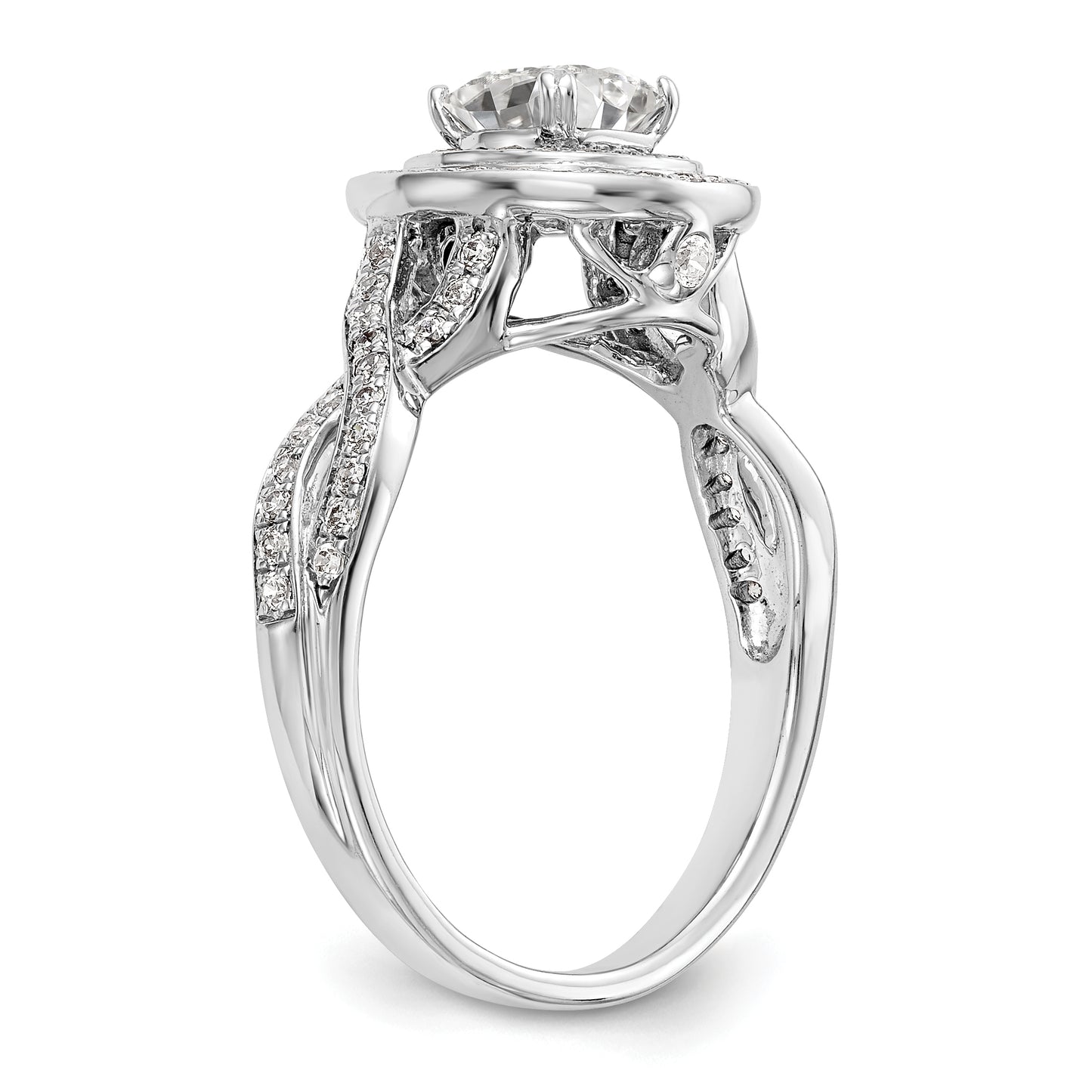 0.50ct. CZ Solid Real 14K White Gold Cushion Halo Engagement Ring