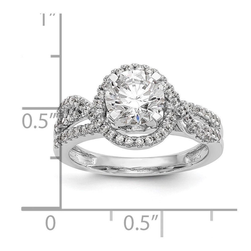 0.30ct. CZ Solid Real 14K White Gold Peg Set Halo Engagement Ring